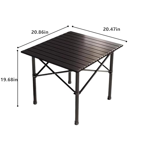 Lightweight Folding Camping Table, Portable Aluminum Outdoor Table with Carry Bag, Compact Collapsible Table for Picnic, Beach, BBQ & Camping – Black