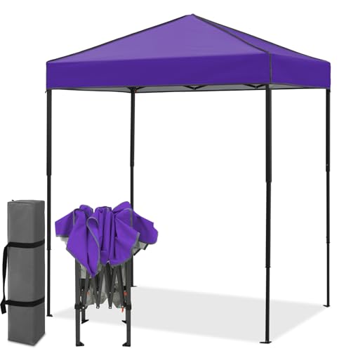 EAGLE PEAK 6x4 Instant Pop Up Canopy Tent, Straight Leg Sun Shelter, Portable Canopy with Carry Bag for Camping, Beach & Sports, Purple - color: Purple, size: No Wall
