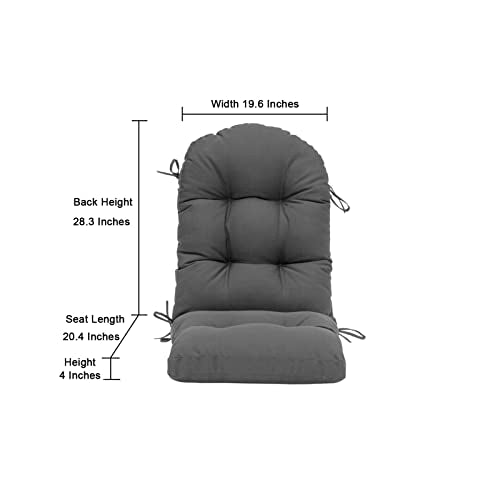 QILLOWAY Outdoor High Back Chair Cushion for Adirondack, All Weather Rocking Chair Cushions Thick Padded Replacement for Patio Furniture,Dark Grey - color: Dark Grey