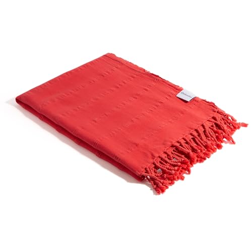InfuseZen Stonewashed Turkish Bath & Beach Towel –100% Organic Turkish Cotton - Soft, Lightweight, Absorbent - Quick Dry, Sand Free - Swim, Pool, Shower, Travel - Peshtemal, Hammam Spa Towel - Coral - color: Coral