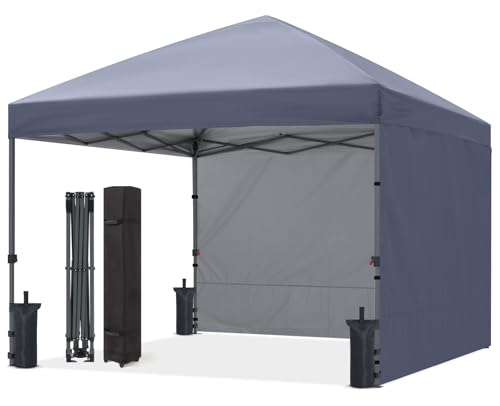 ABCCANOPY Easy Pop up Canopy Tent with 2 Sidewalls for Outdoor Sun Blocking or Rain Protection,8X8, Gray - color: Gray, size: 8x8