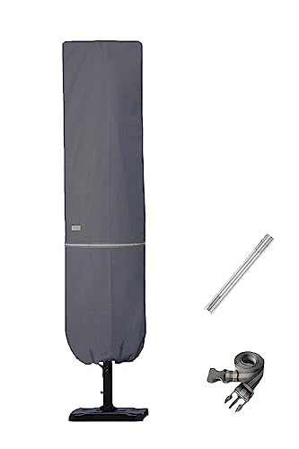 Patio Umbrella Cover with Rod for 7 to 11 Ft Umbrellas & 15 Ft Double-Sided Umbrellas, Protective Waterproof Cover with Zipper, Grey - color: Cantilever (Dark Grey/WD), size: Cantilever 7'-11' Or 15' Double Sided
