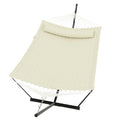2 Person Double Hammock with Stand & Pillow, 450 LBS Heavy Duty Outdoor Hammock with Balance Rope for Patio Backyard Poolside