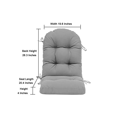 QILLOWAY Outdoor High Back Chair Cushion for Adirondack, All Weather Rocking Chair Cushions Thick Padded Replacement for Patio Furniture,Grey - color: Grey