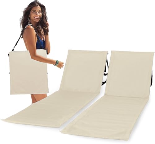 Lightweight Beach Chairs for Adults #2026 - Beach Mat Sand Free Waterproof I Ideal as Lounger for Tanning I Relaxing, Compact & Ultimate Beach Gear (Beige) - color: Light Beige