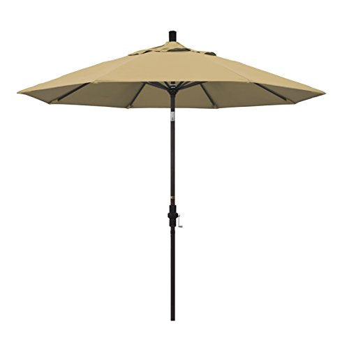 California Umbrella 9' Round Aluminum Market Umbrella, Crank Lift, Collar Tilt, Bronze Pole, Champagne Olefin - color: Champagne