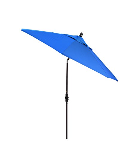California Umbrella 9' Round Aluminum Market Umbrella, Crank Lift, Collar Tilt, Bronze Pole, Royal Blue Olefin - color: Royal Blue