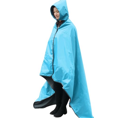 Outdoor Waterproof Camping Blanket - Hooded Fleece Windproof Blanket for Stadium, Sporting Events, Concert, Picnic, Car, Boat - Packable Camp Blanket for Cold Weather, Camping Gear Must Haves… - color: Sky Blue