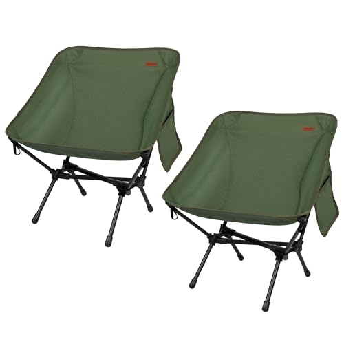 TOBTOS 2 Pack Ultralight Camping Chair, Portable Folding Backpacking Chair, Compact Camping Chair with Carry Bag for Outdoor Camp Hiking Backpack Beach Travel (Green) - color: Green-2 Pack