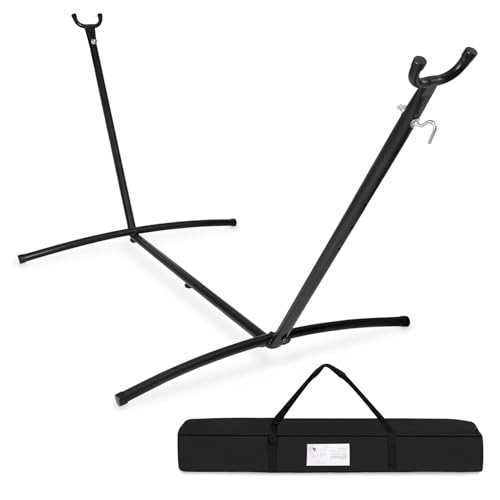 FDW Portable 9FT Hammock Stand, Heavy Duty Hammock Stand, Portable Steel Stand Only for Outdoor Patio or Indoor with Carrying Case (No Hammock) - color: No Hammock Black
