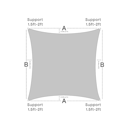 Sun Shade Sail Canopy, 10'x 10' Rectangle 95% UV Block Shade Cover for Outdoor, Backyard Patio, Lawn, Garden, Sandbox Carpor Light Gray - color: Light Gray, size: 10' x 10'