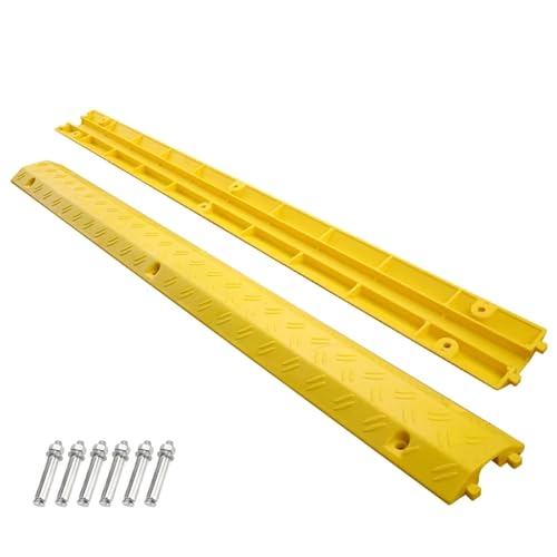 Floor Cable Cover, PVC Cable Protector Ramp, 1-Channel Modular Speed Bump with 6 Bolts, 660lbs Load Capacity, for Indoor Outdoor Use(Yellow,100x20x4cm/39x8x1.6in) - color: Yellow, size: 100x20x4cm/39x8x1.6in