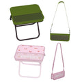 Portable Foldable Camping Stool Chair - Ultralight Travel Stool with Storage Pocket, Handbag Style Design, Double Set、Couple Set (OD Green & Pink Cherry) - color: Od Green & Pink Cherry