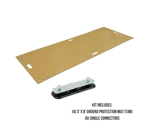 Mytee Products 4 Pcs Ground Protection Mats - Tan, 3' x 8', Heavy Equipment Mats w/ 6 Pcs Single Connectors - color: Tan, size: 4 - Pack