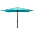 C-Hopetree Rectangular Outdoor Patio Market Umbrella with Solar LED Lights 6.5 x 10 ft - color: Aqua Blue