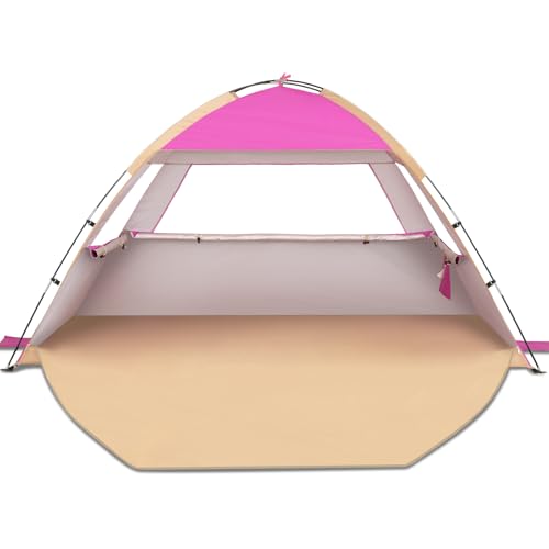 Venustas Beach Tent Sun Shelter for 3/4/6/8 Person, UPF 50+ UV Protection Beach Canopy, Lightweight and Easy Setup Cabana, Portable Shade Tent - color: Pink, size: 3 Person