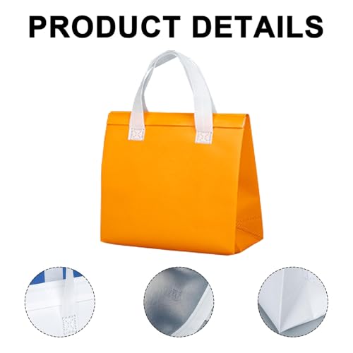 25 Pcs Insulated Take Away Bags Bulk - 6 x 9.5 x 10 Inch Thermal Insulation Cooler Bags for Hot and Cold Food Delivery (Orange) - color: Orange