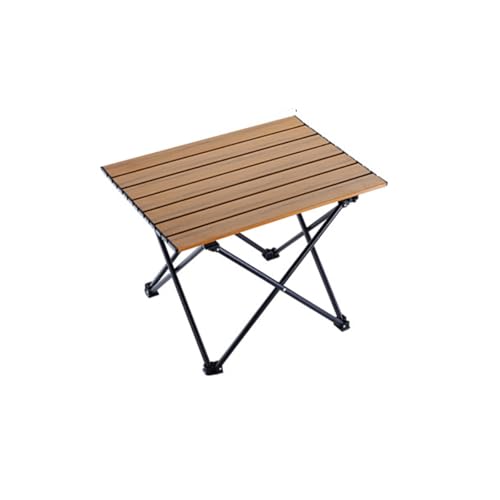Aluminum Alloy Camping Folding Table - Portable Picnic Desk with Carry Bag, Lightweight Outdoor Dining Set (Wood Grain Table (Medium Size)) - color: Wood Grain Table (Medium Size)