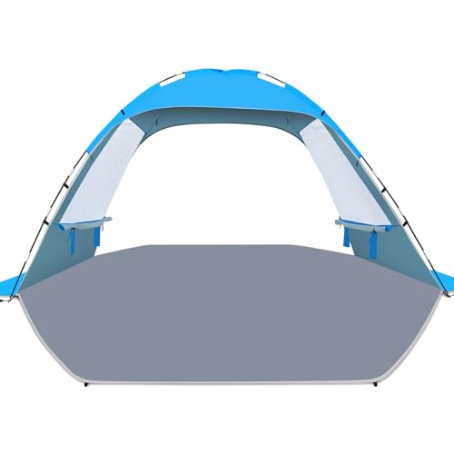 Gorich Beach Tent Sun Shelter for 3/4/6/8/10 Person with UPF 50＋ UV Protection, Lightweight & Easy Setup Beach Shade Canopy, Portable Beach Shade Tent Beach Cabana - color: Blue, size: 10 Person