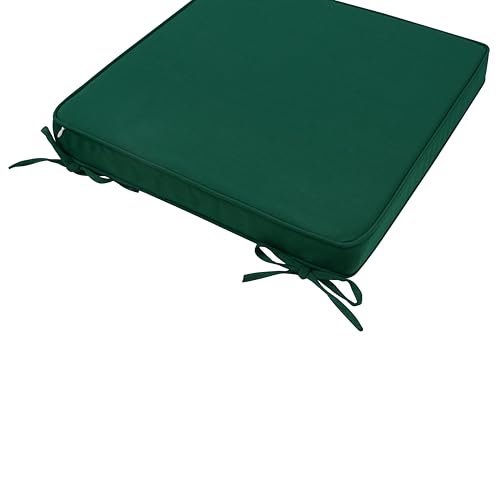 Magpie Fabrics Indoor Outdoor Waterproof Square Chair Cushion, 18" x 18" x 2.5", 2 Pack, Water Resistant Seat Cushions, for Patio Garden Office, Dark Green - color: Dark Green