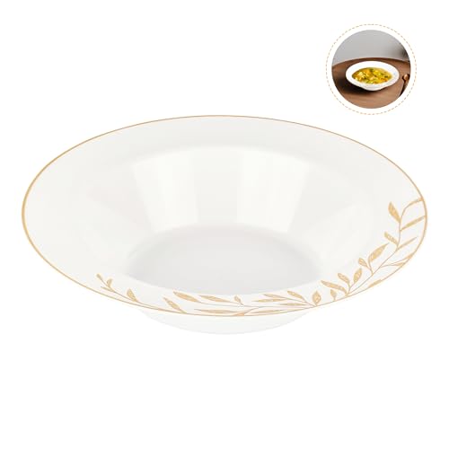 PLASTICPRO 32 Pack Elegant Disposable Plastic Bowls Includes 32 Soup or Salad Bowls Heavy Duty Fancy Party Bowls White & Gold Flower Design - color: White & Gold Flower Design Bowls