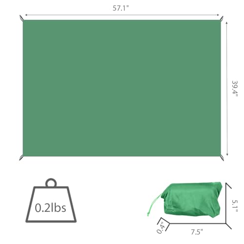 Wind Tour Multifunctional Tarp Waterproof with Carry Bag for Tent Ultralight Outdoor Tent Footprint for Ground Camping Hiking (Green-57.1" x39.4") - size: Green-57.1" x39.4"