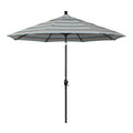 California Umbrella 9' Rd Pacific Trail Series Aluminum Patio Umbrella, Crank Lift, Push Button Tilt, Black Finish, Sunbrella Gateway Mist Fabric - color: Gateway Mist