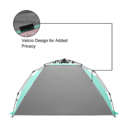 Oileus X-Large 4 Person Beach Tent Sun Shelter - Portable Sun Shade Instant Tent for Beach with Carrying Bag, Stakes, 6 Sand Pockets, Anti UV for Fishing Hiking Camping, Waterproof, Light Green - color: Light Green