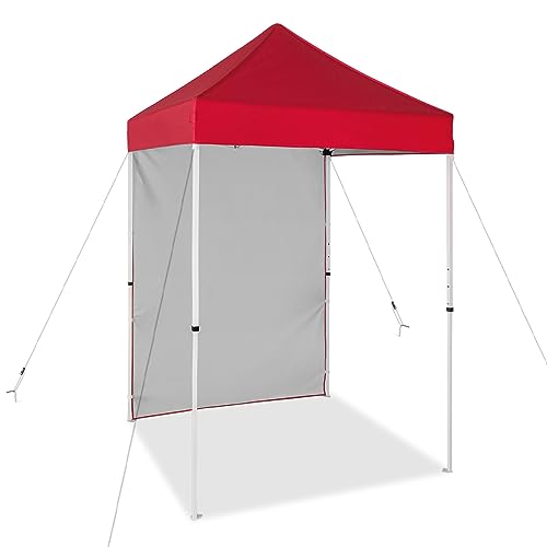 EAGLE PEAK Pop up Canopy 5x5, Outdoor Portable Canopy Tent with One Removable Sunwall, Carry Bag Included, Red - color: Red
