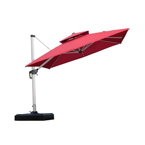 PURPLE LEAF Patio Umbrella 9ft Outdoor Square Umbrella Large Cantilever Umbrella Windproof Offset Heavy Duty Sun for Garden Deck Pool Patio, Terra - color: Terra, size: 9' X 9'