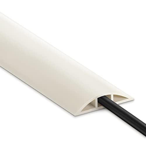 4FT Cord Cover Floor, Beige Cord Hider Floor, Extension Cable Cover Power Cord Protector Floor, Cable Management Hide Cords on Floor- Soft PVC Wire Covers - Cord Cavity: 0.47" (W) x 0.24" (H) - color: Beige, size: W2" × L4'
