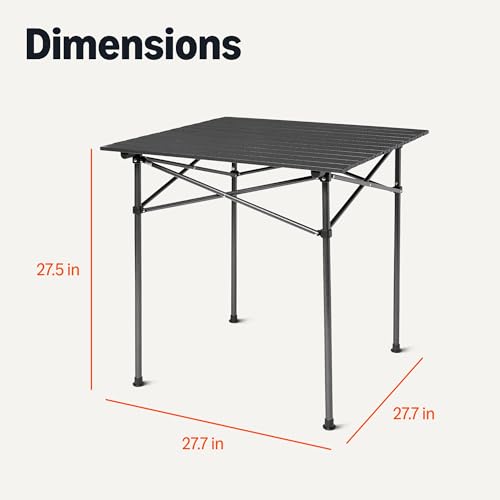 Amazon Basics Portable Folding Aluminum Camping Table, Tall, Black