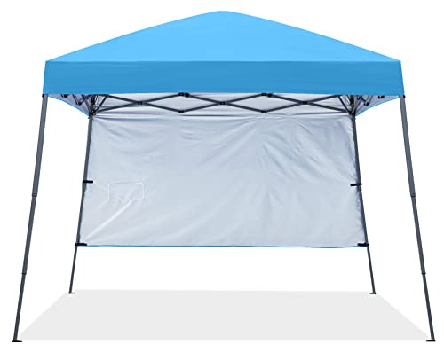 ABCCANOPY Outdoor Pop Up Canopy 10x10 Beach Camping Canopy with 1 Sun Wall, Bonus Backpack Bag, Stakes and Ropes, Sky Blue - color: Azure Blue, size: 10x10