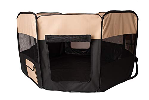 Armarkat Model PP003BGE-XL Portable Pet Playpen in Black and Beige Combo, Extra Large