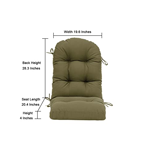 QILLOWAY Outdoor High Back Chair Cushion for Adirondack, All Weather Rocking Chair Cushions Thick Padded Replacement for Patio Furniture,Sage - color: Sage