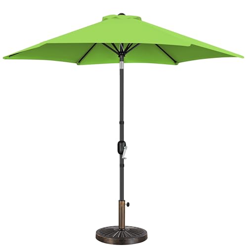 Yaheetech 9FT Patio Umbrella Outdoor with Heavy Duty Base Included,Table Umbrella with Push Button Tilt and Crank, UV Protection Waterproof for Yard/Outdoor/Wedding Parties and Events - Grass Green - color: Grass Green, size: 9FT