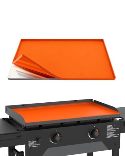 KITCHEN PERFECTION 28" Premium Silicone Griddle Cover Mat for Blackstone Griddle 28 Inch - Hermetic Protection from Rust & Debris All Year, Fits All Blackstone 28 Inch Models - Food Grade Silicone - color: Orange 28 inch (Not XL)