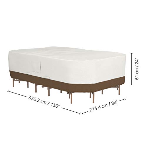 Amazon Basics Patio Furniture Cover, Waterproof, Anti-UV, Wind Resistant, X-Large, Durable, Beige/Tan, 130" x 84" - size: 130"x84"