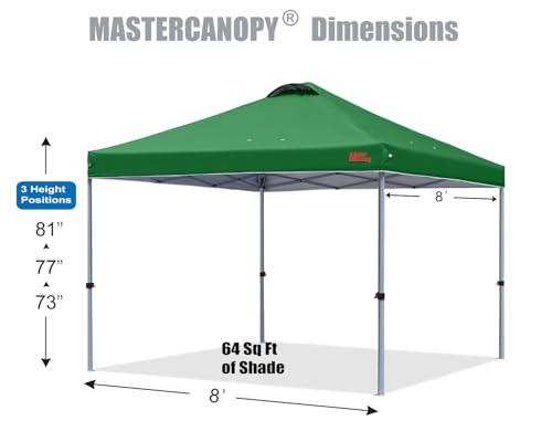 MASTERCANOPY Durable Pop-up Canopy Tent with Roller Bag (8x8, Forest Green) - color: Forest Green, size: 8x8
