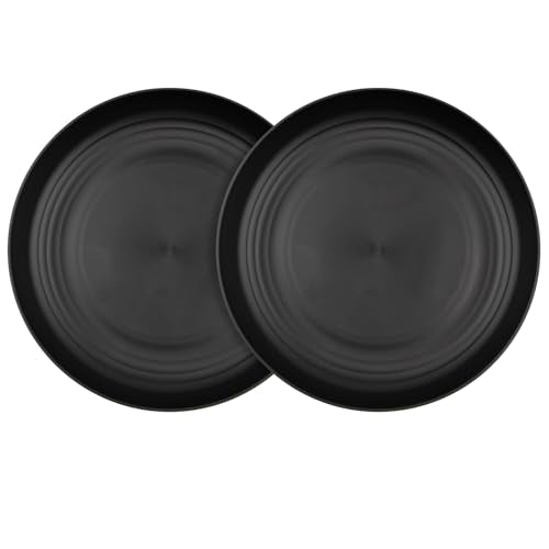 2Pcs Wheat Straw Plates, Unbreakable Dinner Plates, Reusable Plate Dishwasher & Microwave Safe Black - color: Black