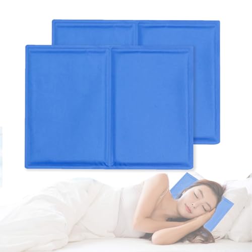 Cooling Gel Pad 2PCS Gel Cooling Mat for Bed Pet 11.81x15.75 Inch Multipurpose Instant Cooling Gel Pad Waterproof Cool Pillow Pads Washable Foldable for Summer
