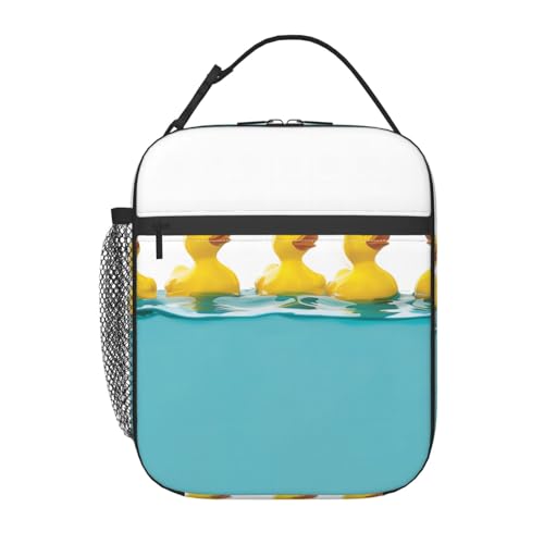 Reusable Rubber Duck Lunch Box for Kids Girls Boys Women Adult, Insulated Fun Floating Ducks Lunch Bag,Polyester Cooler Cute Handbags Case for School Picnic Work Travel Beach or Hiking - color: Duck 05
