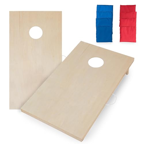 Triumph Sports 2x4 and 2x3 Solid Wood Premium Cornhole Sets - Poplar Veneer Plywood - Solid Wood Rear Legs - Interior Bag Storage - 8 Bags Included - color: 2x4 solid wood