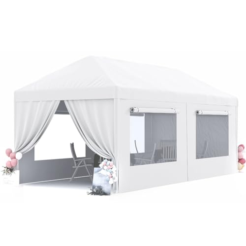 Quictent 10x20 Party Tent Gazebo Wedding Canopy Tent for Parties BBQ Shelter Pavilion with Removable Mesh Sidewalls & Elegant Church - size: 10' x 20' w/ 4 Mesh Sides