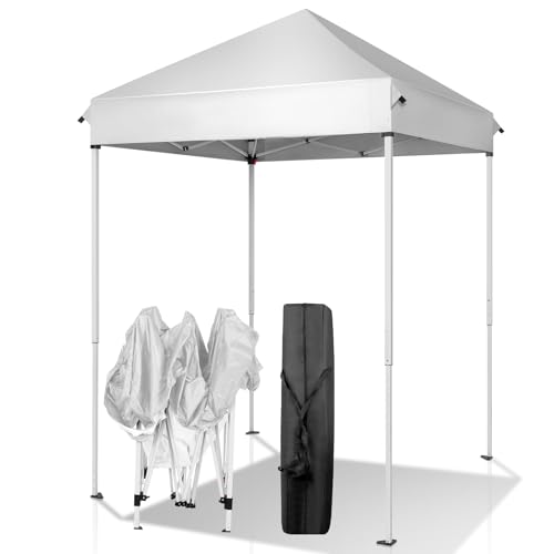 Outvita 5x5 Pop Up Canopy Tent, Ez Up Outdoor Canopy Tent Instant Shelter with Carry Bag Straight Legs Patio Balcony Porch Backyard Garden - style: 5x5-white