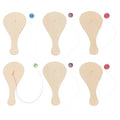 Garneck 6pcs Wooden Paddle Ball with String: DIY Blank Paddle Rackets - Unfinished Painting Graffiti for Kids Crafts Fun Party Favor Family Paddleball Game