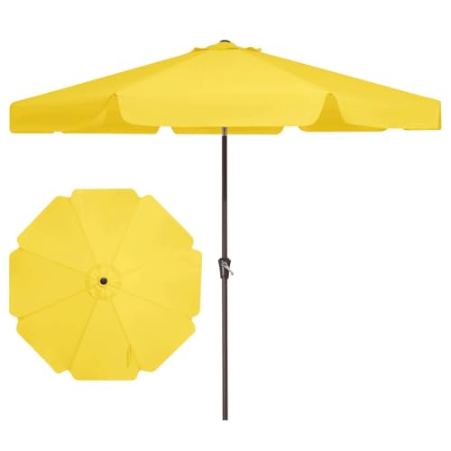 JEAREY 9 FT Patio Umbrella Outdoor, Table Umbrellas Market Umbrella w/Push Button Tilt/Crank, 8 Sturdy Ribs(Yellow) - color: Yellow