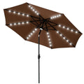 GDY 10Ft Patio Umbrella, Table Umbrella with 40 LED Lights, Outdoor Umbrellas for Patio, with Tilt and Crank, Center Light, for Garden, Deck, Backyard, Pool, and Beach. - color: Coffee