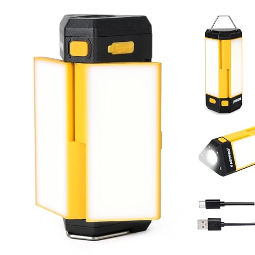 FASTPRO LED Camping Lantern, Rechargeable Camp Light with Max 1000LM, 4000mAh, Small & Portable Flashlight for Camping, Outdoor Survival, Hiking, Hurricane Power Outages, Emergency-Yellow - color: Yellow