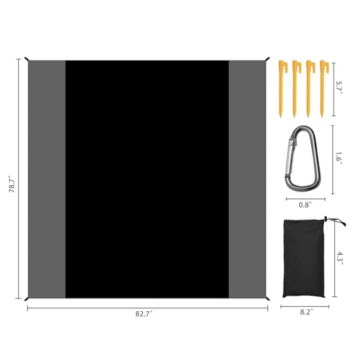 Waterproof Camping Tarp Lightweight Multifunctional Tent Footprint for Camping, Hiking Backpacking, Compact Tent Tarp Ground Sheet Mat for Ground or Under Tent（78.7" x 82.7" | Black） - color: 78.7" X 82.7" | Black